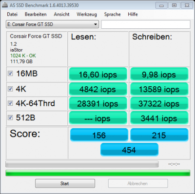 IOPS as-ssd-bench Corsair Force GT 