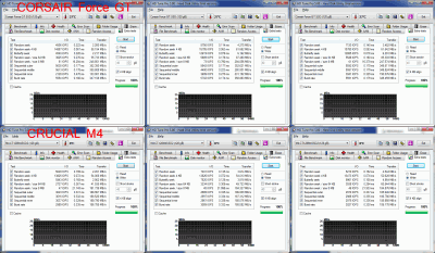 HD Tune Test Schreiben Crucial m4 SSD 128GB gegen Corsair Force Series GT 120GB