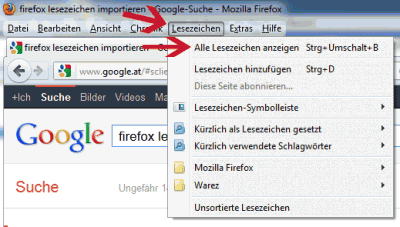 Firefox - Lesezeichen