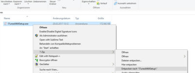 iTunes entpacken