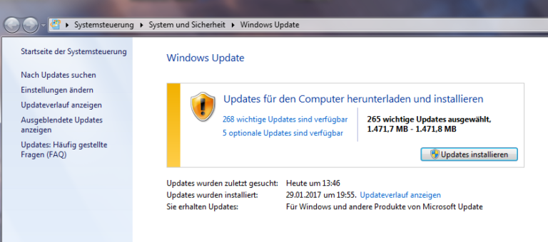 Windows 7 Update funktioniert nicht