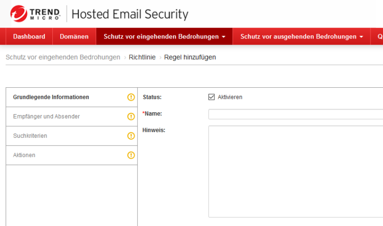 Trend Micro HES Email Eingang blockieren – Mail Bombe