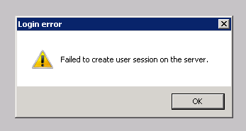 Axapta startet nicht: Failed to create user session in the server