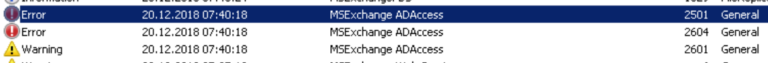 MS Exchange Server 2010 Error ID 2501 2604