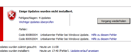 Server 2008R2 Update Error