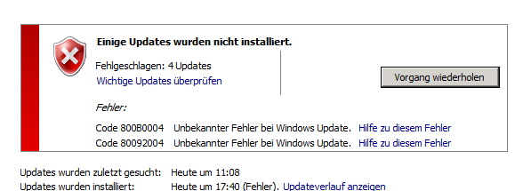 Server 2008R2 Update Error