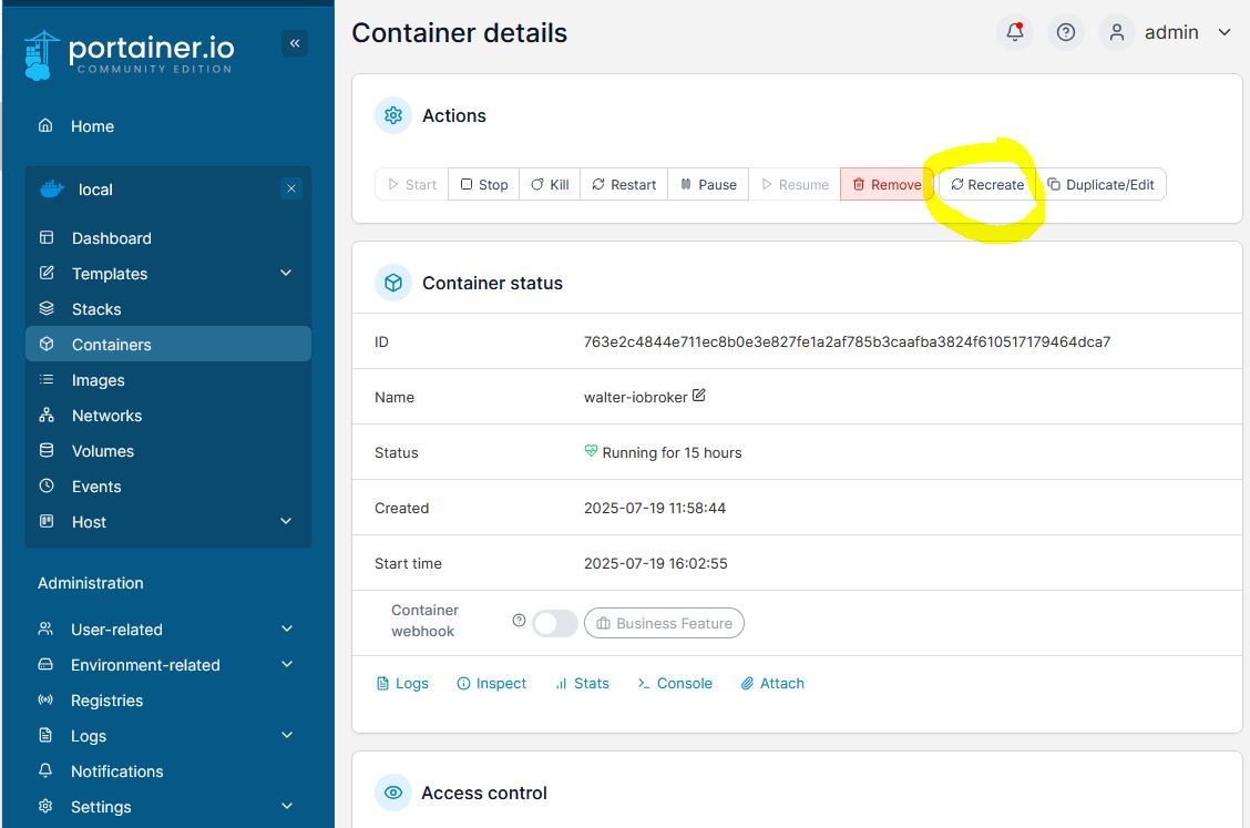 Docker-Container Recreate